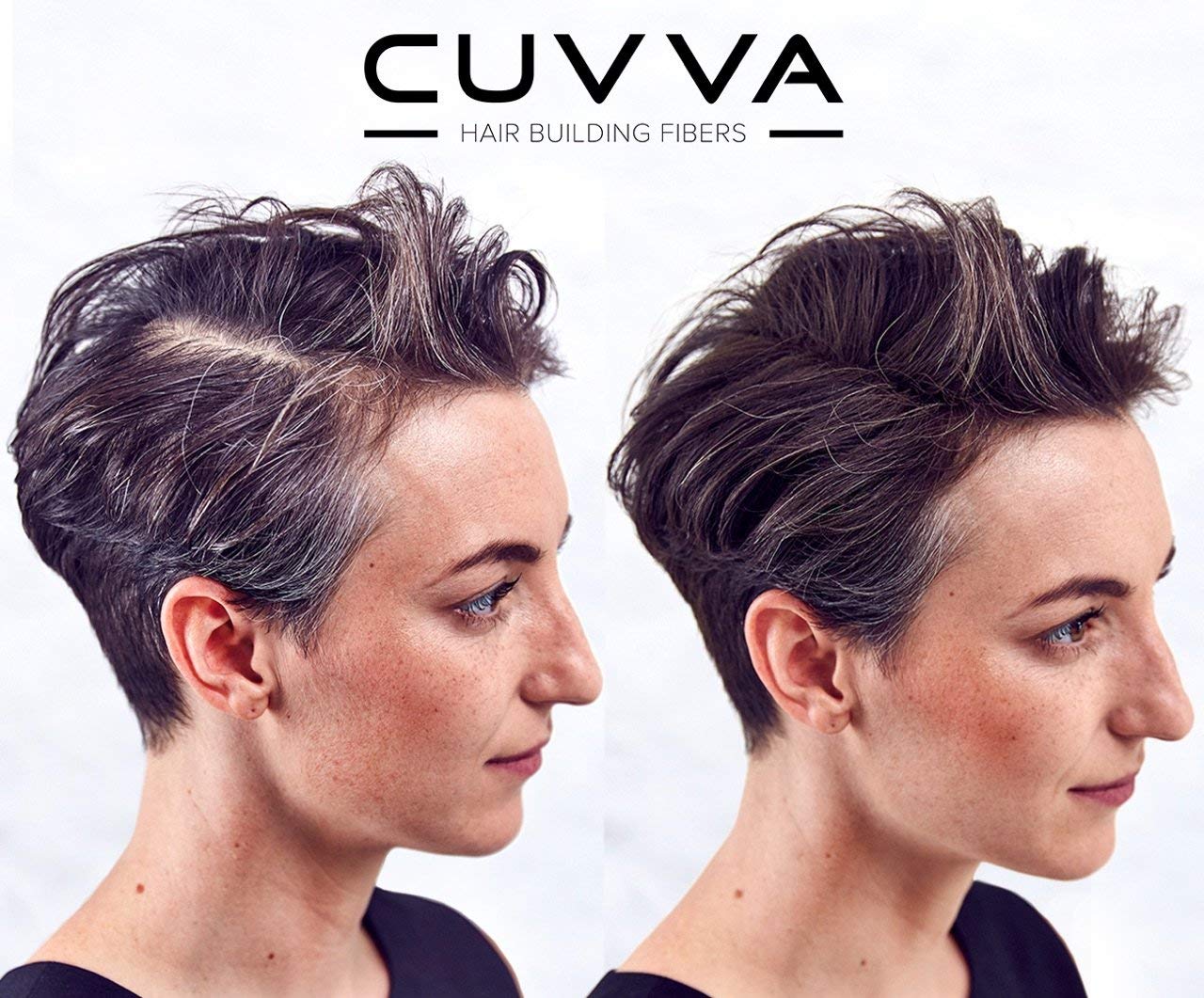 CUVVA Hair Building Fibers (30g) - Instantly Fill in Fine and Thinning Hair to Create a Thicker, Fuller Look - 14 Different Shades for Men & Women - Black
