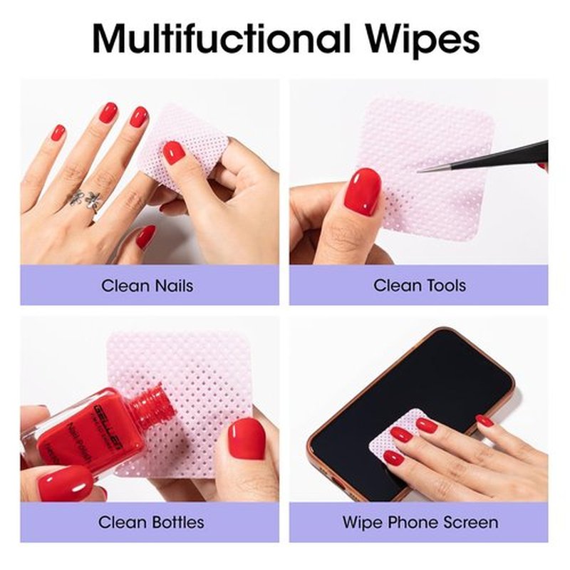 Gellen Nail Polish Remover Kit - Non-Acetone Formula with 200 Lint-Free Wipes | 6.1 Fl. Oz Pump Dispenser