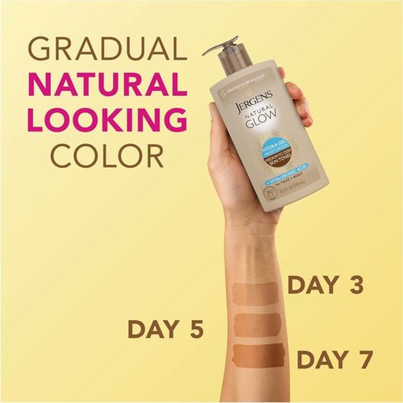 Jergens Natural Glow Hydra Gel Moisturizer - Fragrance-Free Tanning Lotion with Hyaluronic Acid | 8.3 Fl Oz