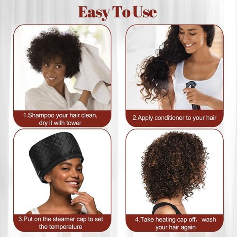 TEPENAR Hair Steamer for Deep Conditioning: Upgraded Heat Cap with 10-Level Fast Heating 3 Time Settings for Natural Hair Portable Thermal Steam Cap for Home Hair Treatment