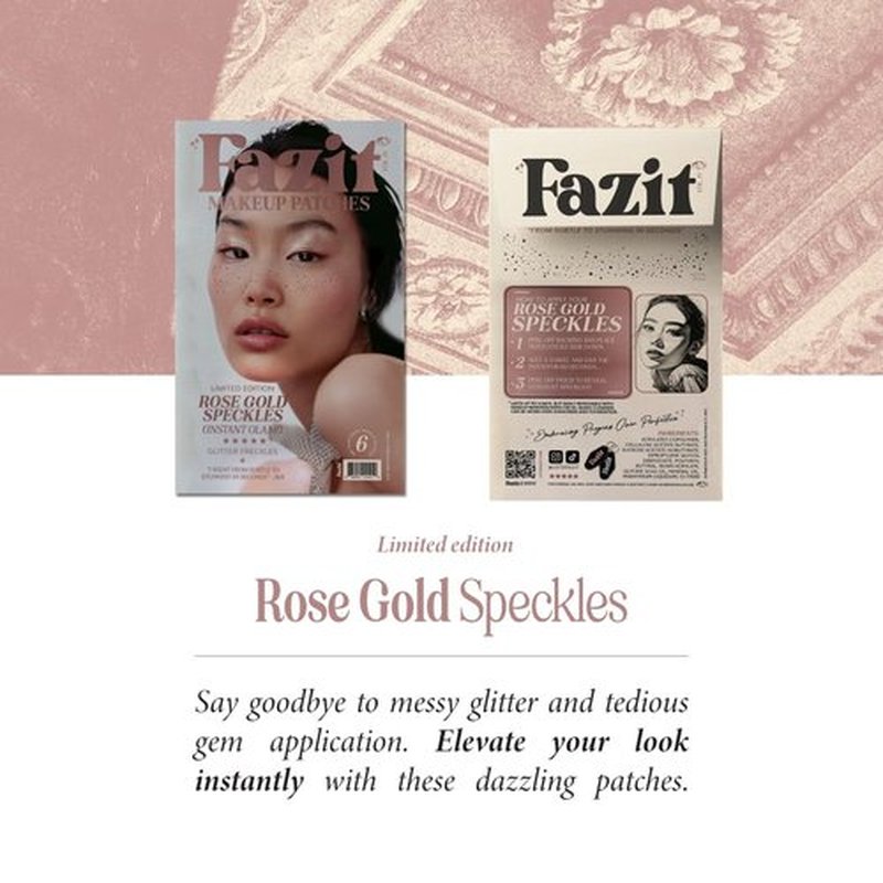 Fazit Makeup Patches - Rose Gold Speckles - Glow Up Make-Up Patches - Cute Glitter Makeup Accessories for Women - Cosmetic Glitter for Face