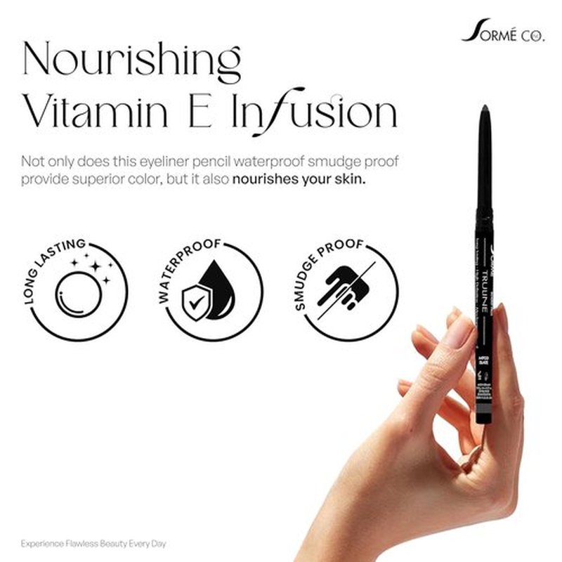 SORMÉ Truline Professional Eyeliner Pencil - Waterproof Gel Formula with Vitamin E - Smudge Proof & Nourishing - 0.1 Ounce - Stone