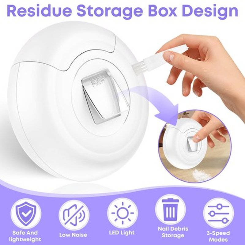 Gift for Her Electric Nail Clipper for Senior, Rechargeable 3-Speed Nail Trimmer with Light & Nail Chip Storage, 3 in 1 Automatic Fingernail Grinder for Women Gift Travel Nail Care 2.2mm