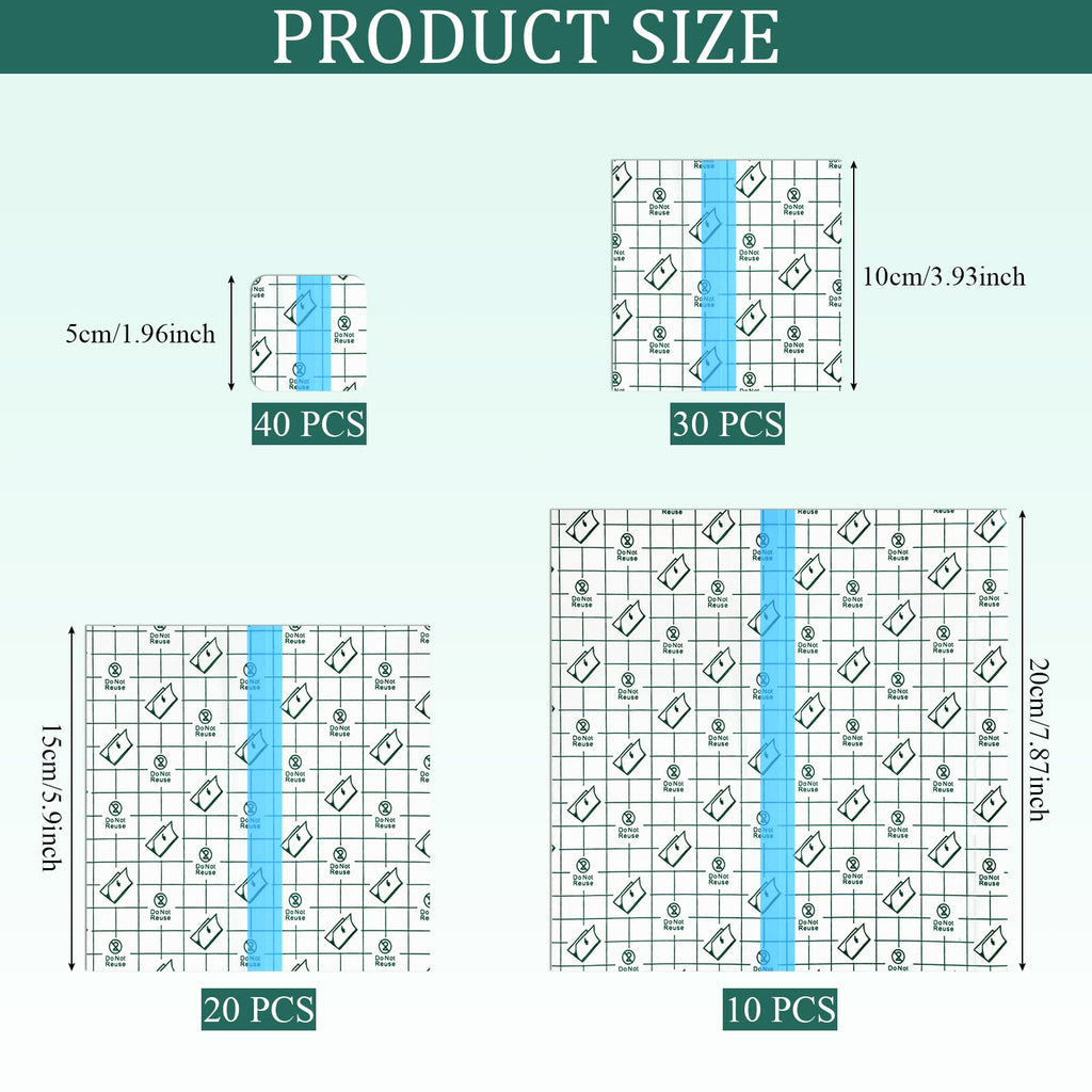 BBTO 100 Pcs Transparent Stretch Adhesive Bandage Waterproof Clear Patches Cover Protective Shower Film Wrap (2,4,6,8 Inch)