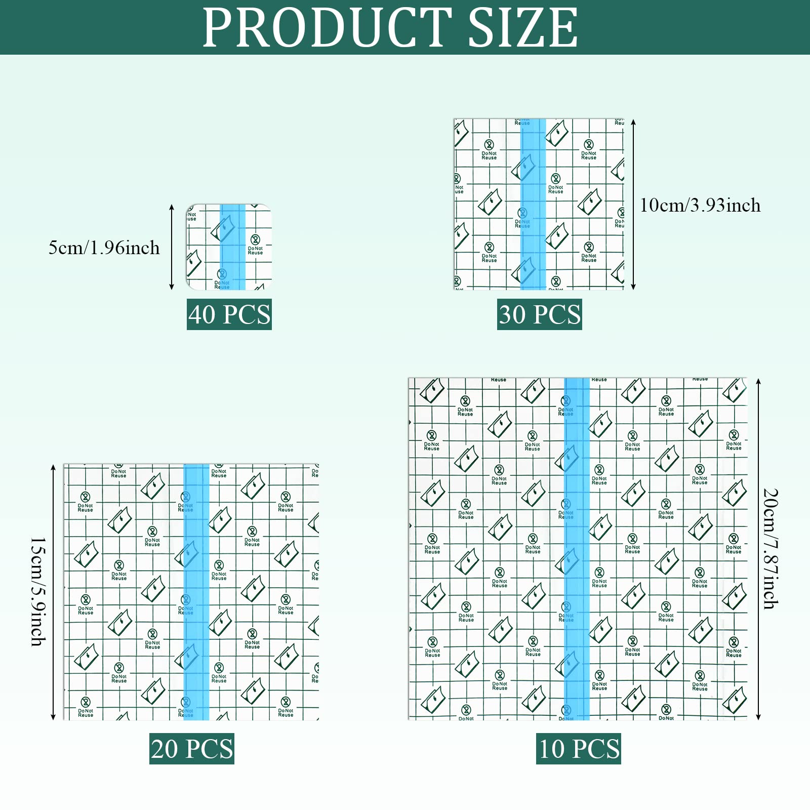 BBTO 100 Pcs Transparent Stretch Adhesive Bandage Waterproof Clear Patches Cover Protective Shower Film Wrap (2,4,6,8 Inch)