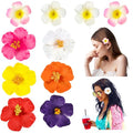 10 Pcs Hawaiian Flower Hair Clips for Women, 3.75” and 2.75” Plumeria Hair Clips Artificial Flower Hair Accessories for Vacation Beach Seaside