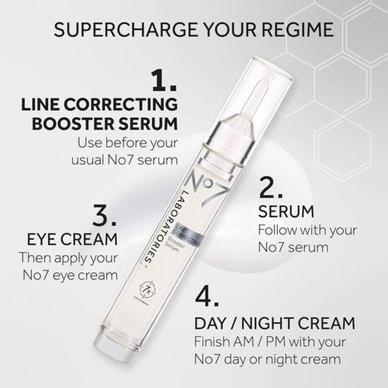 No7 Laboratories Line Correcting Booster Serum - Collagen Peptide Formula for Fine Lines & Wrinkles - 15 ml