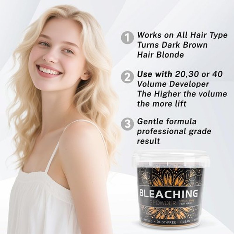 Hair Bleach 500g / 17.41oz, Large Capacity Salon Grade Bleach for Hair, Mild Bleach Powder Quickly Remove Hair Color, Refreshing Create Fashionable Styling