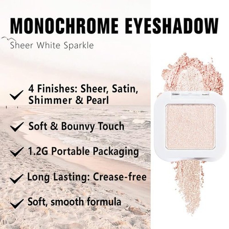 Evpct Pear White Shimmer Eyeshadow Palette - High Pigment Glitter Cream for Older Women | Mini Size