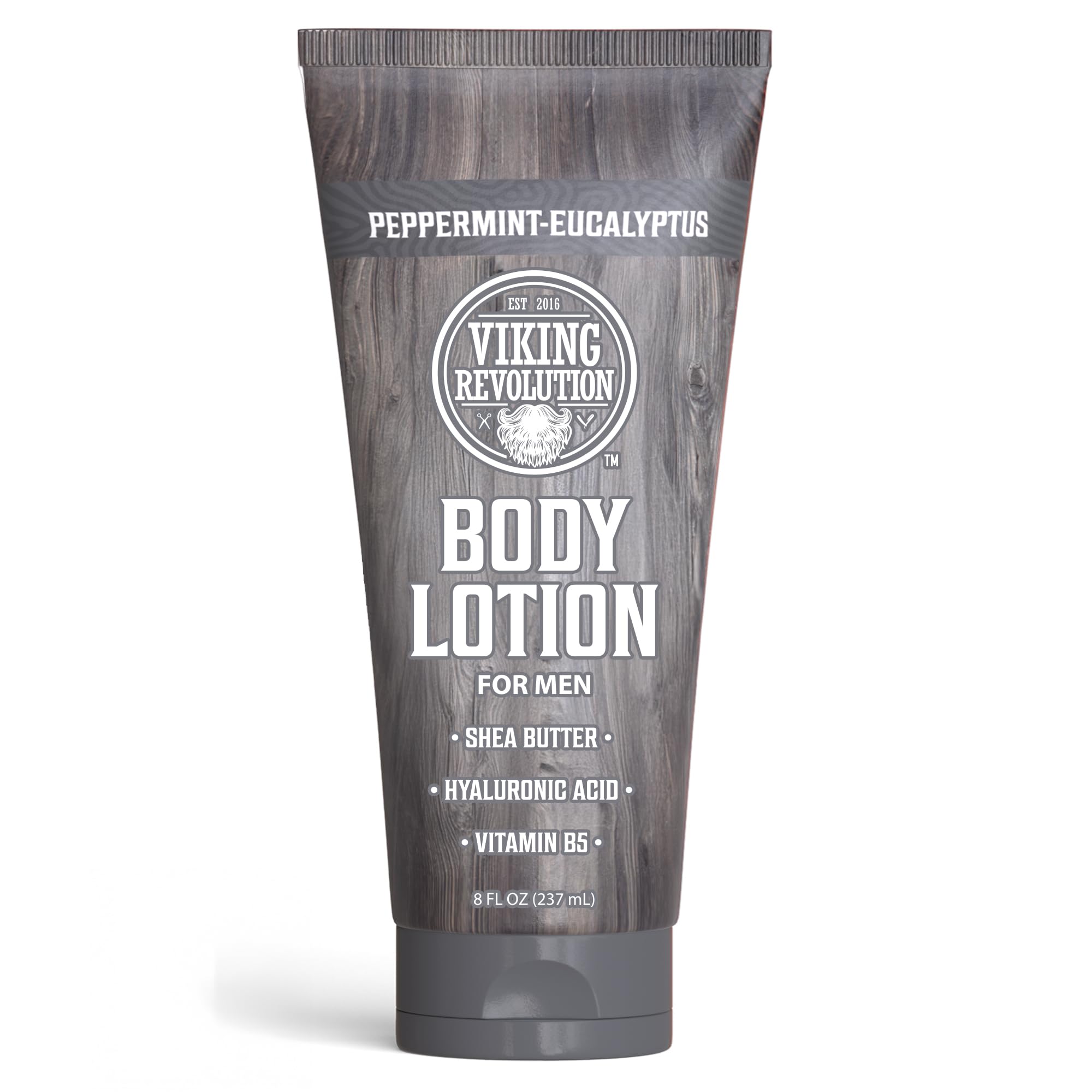 Viking Revolution Peppermint Eucalyptus Body Lotion for Men –Mens Lotion for Dry Skin with Shea Butter, Hyaluronic Acid and Vit B5 –Nourishing Mens Body Lotion for Hydrated and Smooth Skin(8oz,1 Pack)