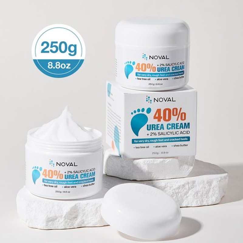 NOVAL Urea Foot Cream 40% with 2% Salicylic Acid, 8.8 OZ Value Size for Dry Cracked Heels, Calluses, Feet, Hands, Elbows & Knees