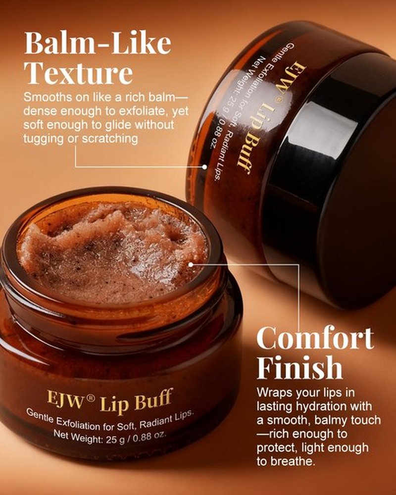 Triple-Action Lip Scrub - Brown Sugar, Coffee & Pearlite Exfoliator - Infused with Coconut & Botanical Oils for Nourishing Care of Dry, Cracked Lips - Vegan, Cruelty-Free