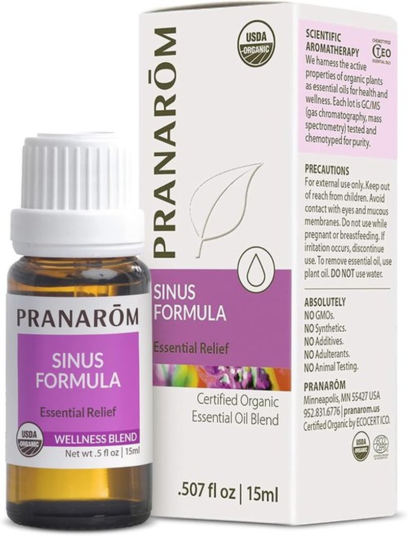 Pranarom - Organic Sinus Formula Essential Oil Blend for Wellness | 15ml Aromatherapy Oil