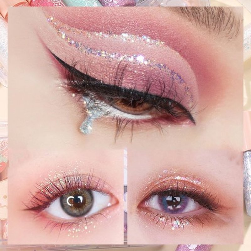 MooGlamor 6 Pcs Liquid Glitter Eyeshadow Set Colorful Eyeliner with Long-Lasting and Waterproof Shinning Eye Shadow Gift for Women Eye Makeup (Transparent Bear)