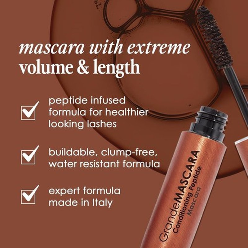 Grande Cosmetics GrandeMASCARA - Conditioning Peptide Mascara for Extreme Volume & Length - Clump-Free Black