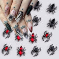 Spider Acrylic Nail Art Gems & Charms - Black & Red Spider Rhinestones - Halloween Nail Decor Accessories