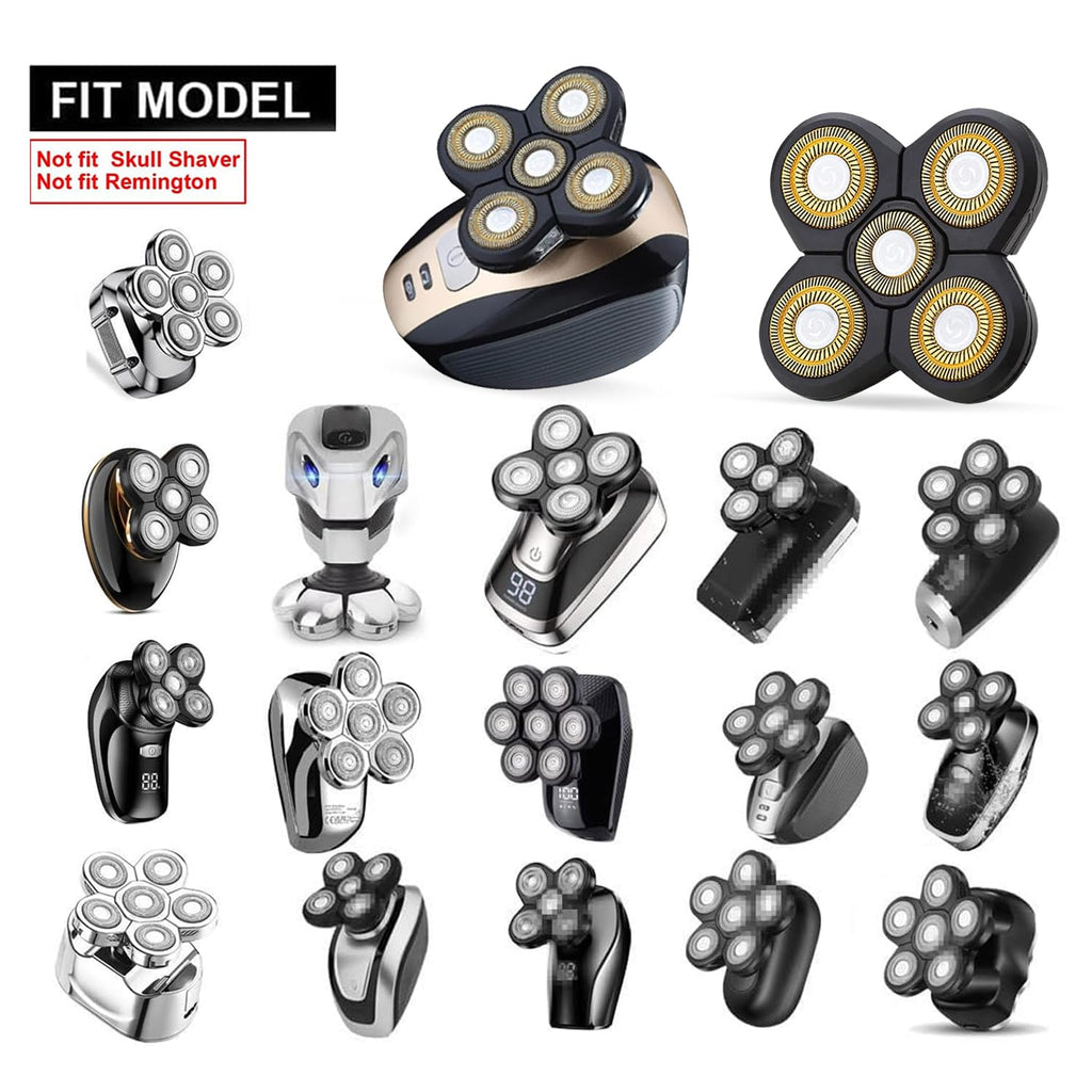 3 PCS Universal 5 Blades Head Shaver Replacement heads for Freebird Head shaver and Other Brand shaver Black