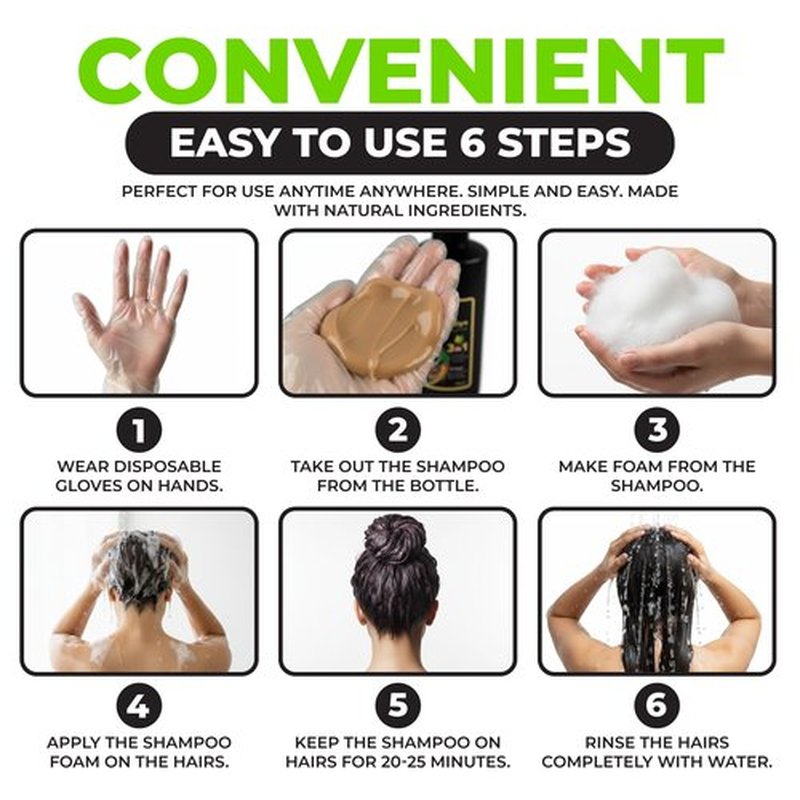 Black Hair Dye Shampoo 3 in 1 Instant Black Color, Moisturizing & Nourishing Formula Herbal Hair Dye for Men & Women,Long-Lasting Shine- Just wait 15-20 minutes and rinse with water (500 ml)