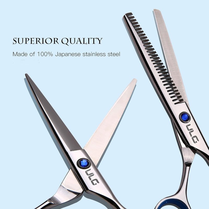 ULG Professional Hair Cutting Scissors & Thinning Shears Kit - Japanese Stainless Steel 6.5 Inch