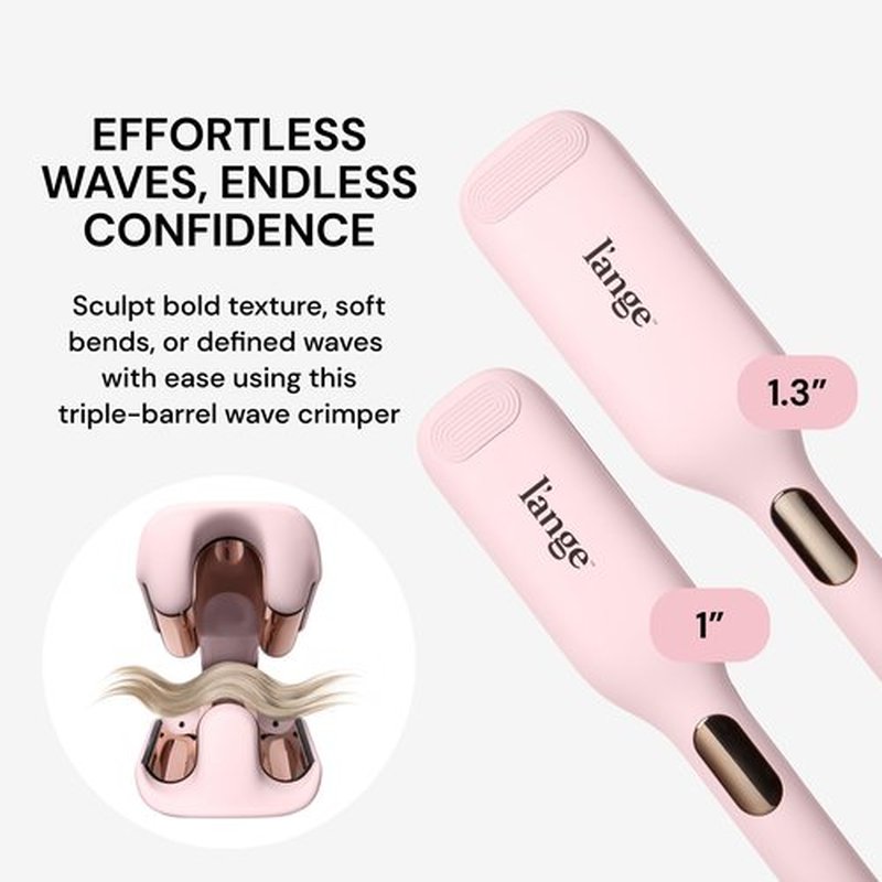 L'ANGE HAIR SculptWaver Titanium Deep Wave | Hair Crimper for Effortless Beach Waves | 3 Barrel Hair Waver with Adjustable Heat | Dual Voltage & Smart Timer | Styling Tools & Appliances, Blush - Large