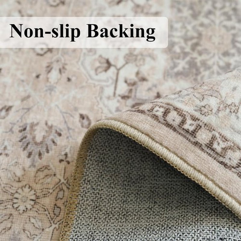Hallway Washable Runner Rug - Vintage Soft Non-Slip 3x20 Indoor Carpet for Entryway & Living Room | Beige