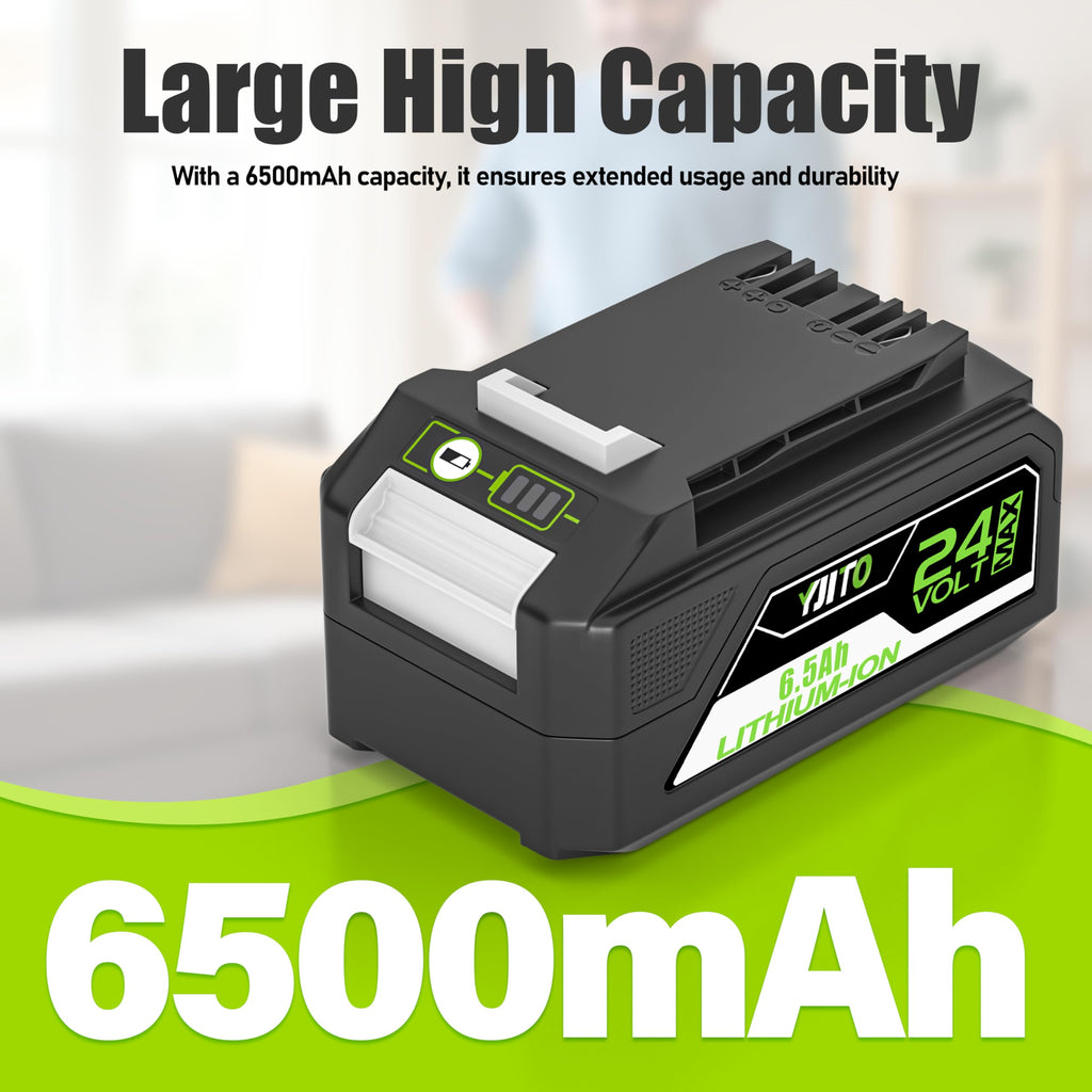 YJITO Upgraded 24V 6.5Ah Replacement Battery with 51.6W Rapid Charger for Bissell CleanView XR 4054,Compatible with Bissell CleanView XR Series Vacuum 3789U, 3797V