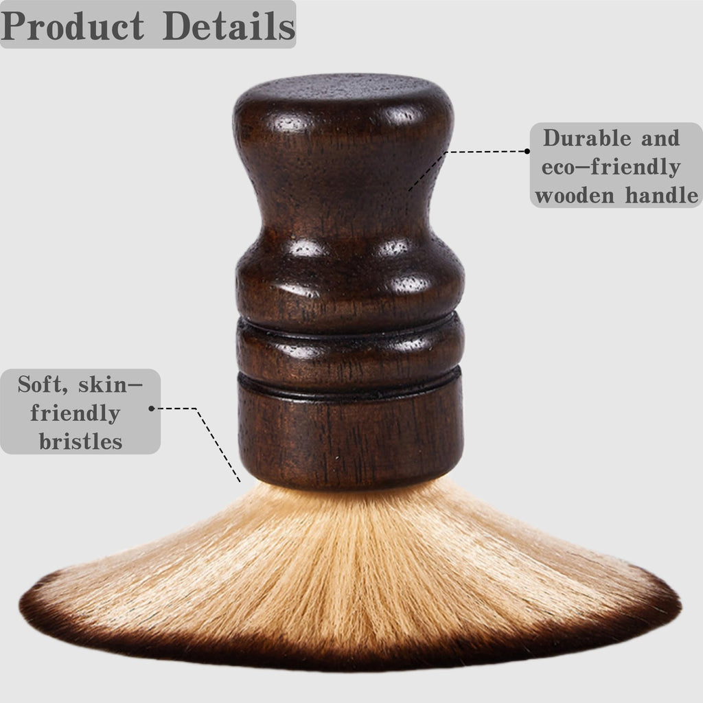 Professional Barber Neck Duster Brush with Soft Dense Bristles & Wooden Handle – Gentle on Skin, Easy to Clean – Ideal for Haircut, Shaving, Barbershop & Home Grooming