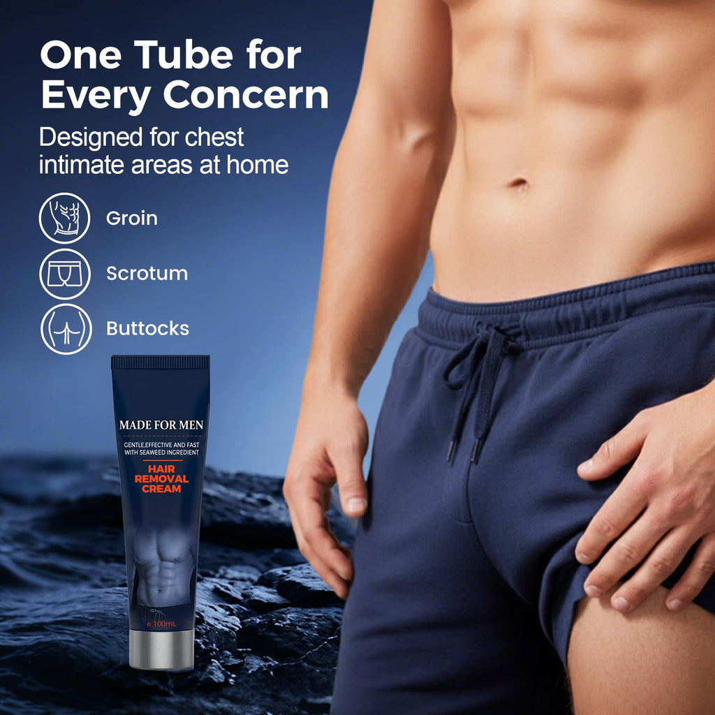 Fast-Acting Body Hair Removal Cream for Men, 2026 New Men’s Hair Removal Cream for Full Body and Intimate Areas, Moisturizing Soothing Painless Depilatory Cream for Male Grooming (1, One Size)