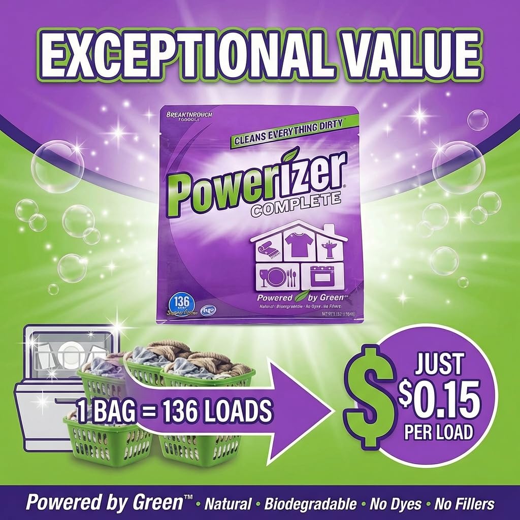 Powerizer Complete - Non Toxic Laundry & Dishwasher Detergent Powder 3lb