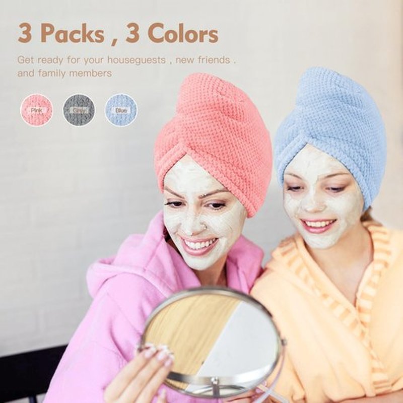 OEAGO Microfiber Hair Towel for Women: Gifts for Teen Girls Kids Girlfriends Wife Stocking Stuffers for Women Drying Wrap Towels for Curly Hair Head Accessories 3 Pacs Anti Frizz