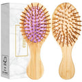 Mini Hair Brush, Travel Bamboo Bristle Detangle Hair Brush for Women - Small Portable Compact HairBrush for Girls Kids, Travel Size Brush for Purse, Car, Vacation, Traveling & Going out