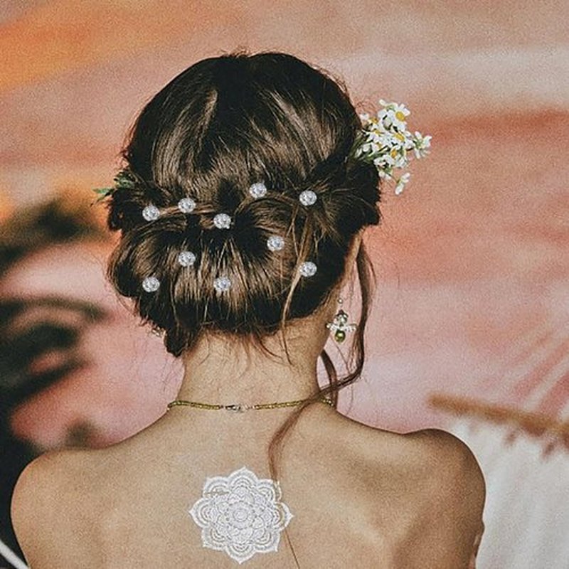 60 PCS Gems Rhinestone Twister Hair Studs Set Diamond Spiral Pearl Flower Jewels Hair Pins Sticks for Wedding, Bridal, Prom, Party and Special Occasion(Classic Diamonds)