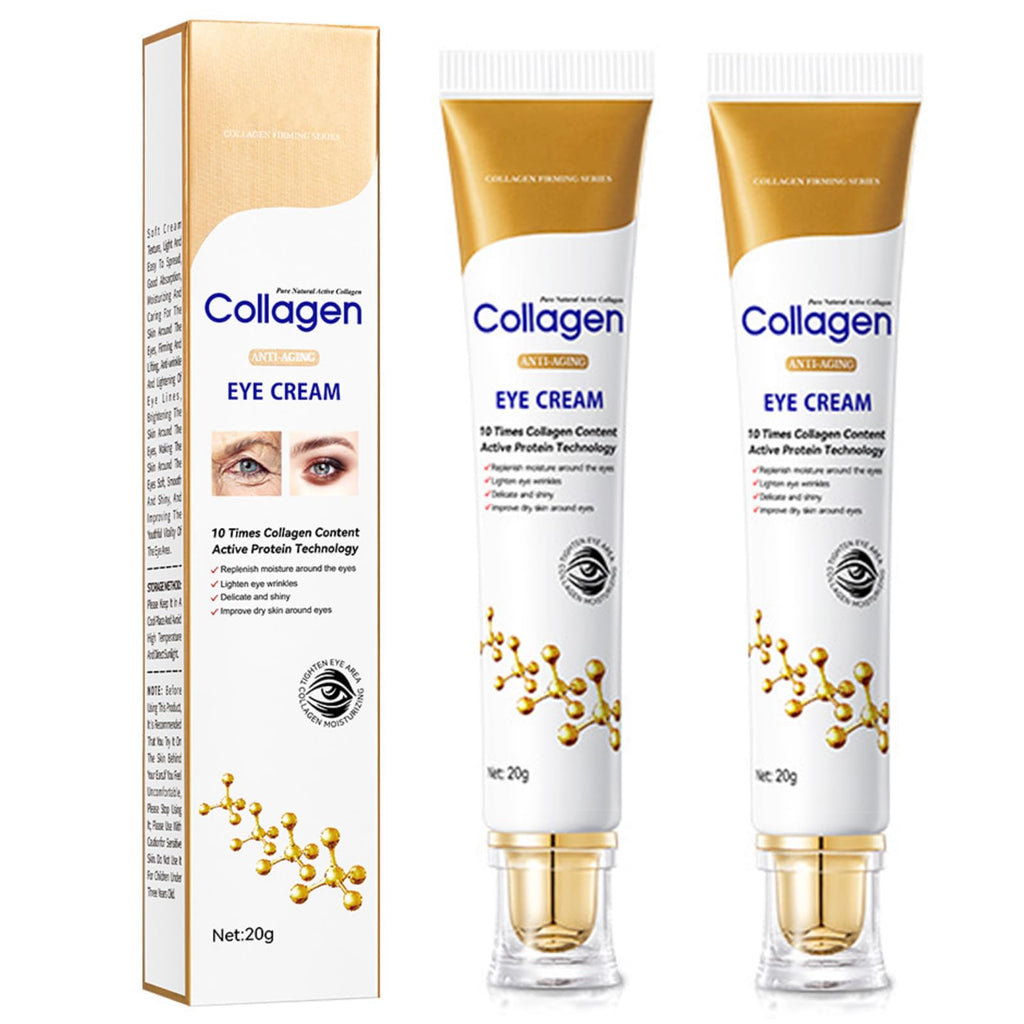 Yniquet 2PCS Age Correcting Eye Cream, Collagen Moisturizing Eye Cream for Anti Aging Eye Serum for Dark Circles Puffiness and Bags for Women Nourishing Repair Tightening and Lifting