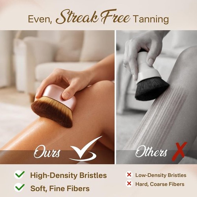 Skiennix Kabuki Self Tanner Brush - Large Vegan Body Makeup Brush for Even Coverage | Soft & Dense, Pink