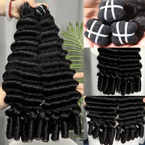 15A Burmese Deep Wave Bundles Human Hair 22 Inch 1 Bundle Tangle Free Unprocessed Brazilian Virgin Hair Weft with Spiral Curly End for Women Deep Wave Human Hair Weft Extensions