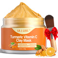 ulluxe Turmeric Vitamin C Clay Mask for Dark Spots, Dull Skin, Moisturizing, Skincare Facial Mask for Blackheads and Pores Cleansing, Improve Uneven Skin Tone, Face Skincare Gift, 5.29 oz