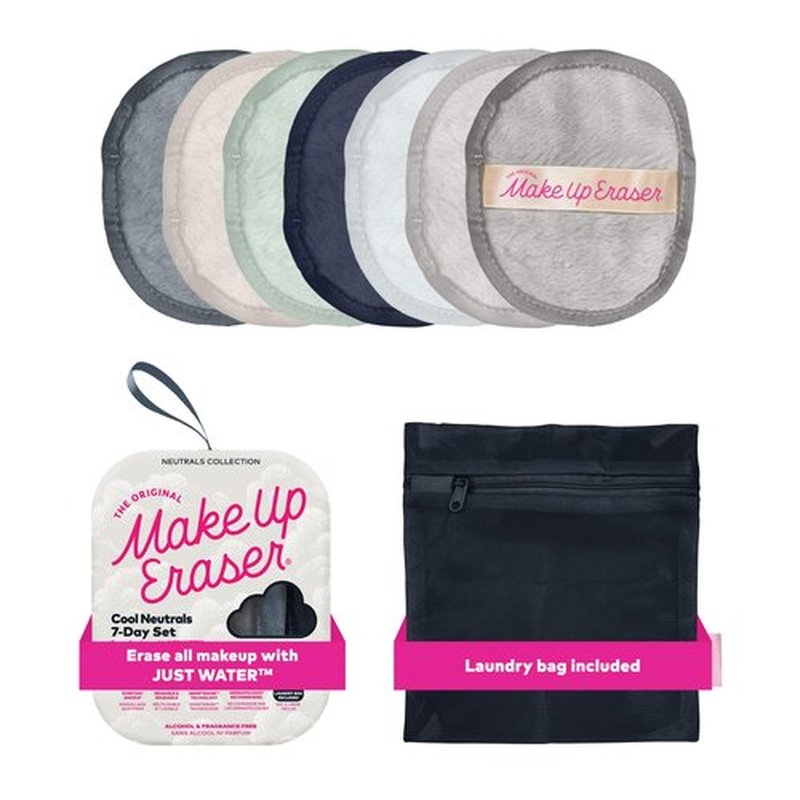The Original MakeUp Eraser 7-Day Set, Erase All Makeup with Just Water, Including Waterproof Mascara, Eyeliner, Foundation, Lipstick, Sunscreen, and More! Cool Gal Neutrals, 7ct.