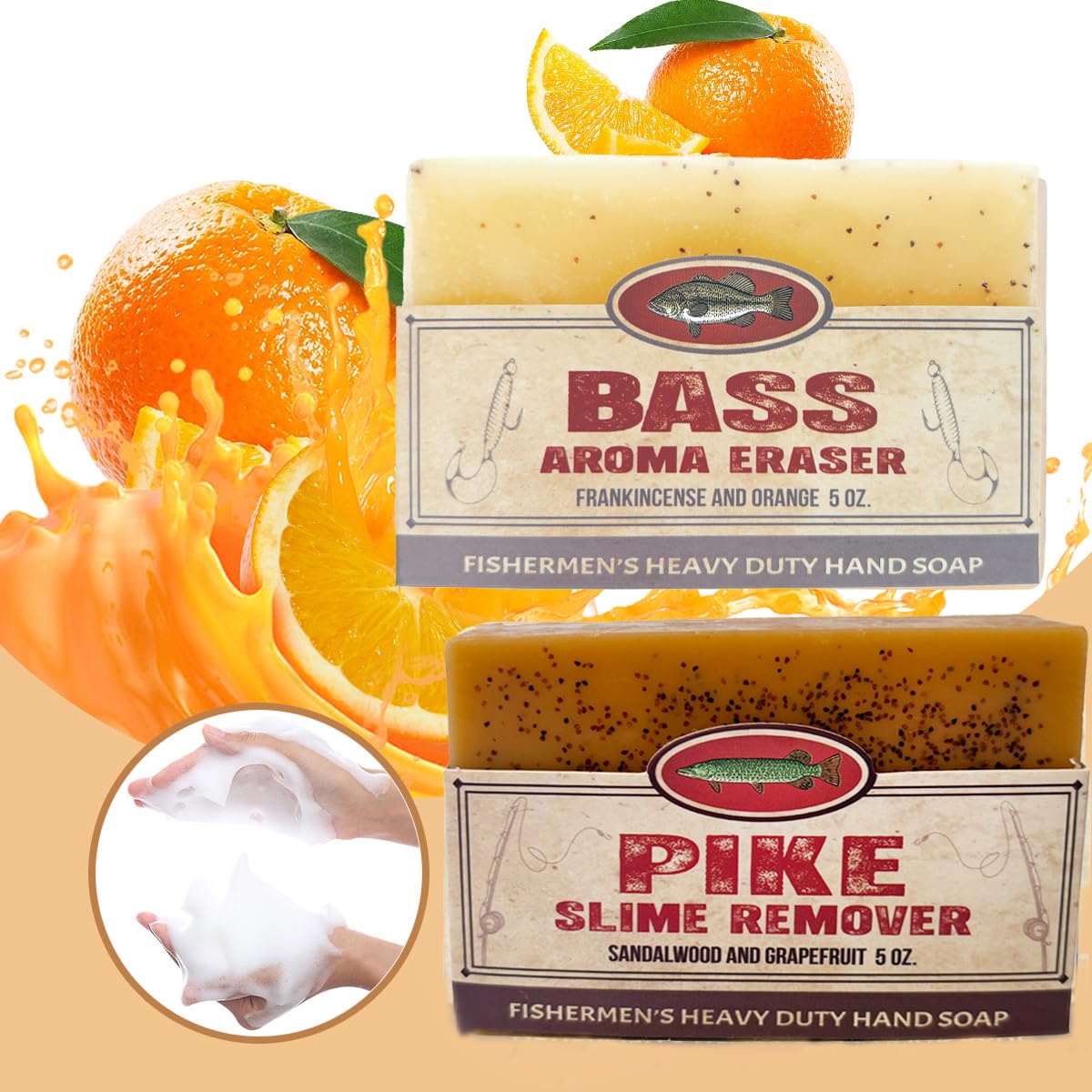 Father's Day Fishermen - 4 Pack Natural Heavy Grit Soap Gift Set – Great Smelling hand & body soap for fishermen. Includes topwater lure and soap sleeve. Fishing Gift Dad Father's Day, Birthday