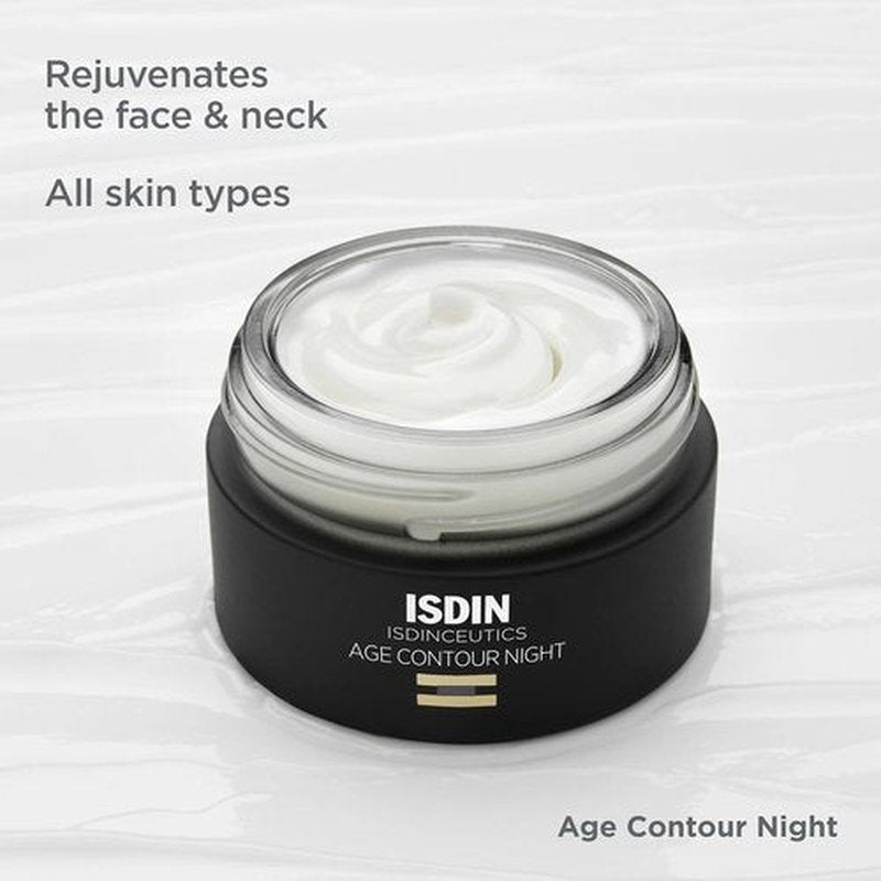ISDIN Age Contour Night Cream - Melatonin & Peptides for Face and Neck, 1.8 Oz