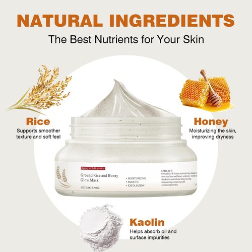 IREV Face Masks Skincare, Rice And Honey Glow Mask, Rice Masks For Face, Hydrating Face Masks For Women, Moisturizing Skincare, Gentle Clay Mask For Dry Sensitive Skin 150g
