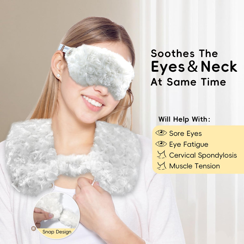 my novel things Microwavable Neck Heating Pads and Eye Mask Set, Microwavable Heating Pads 2.3LBS for Neck Shoulders Back Pain Relief Stress Relief Warm Compress with Washable Cover Heat Packs