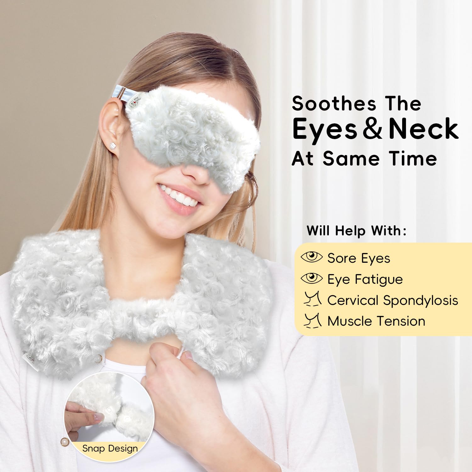 my novel things Microwavable Neck Heating Pads and Eye Mask Set, Microwavable Heating Pads 2.3LBS for Neck Shoulders Back Pain Relief Stress Relief Warm Compress with Washable Cover Heat Packs