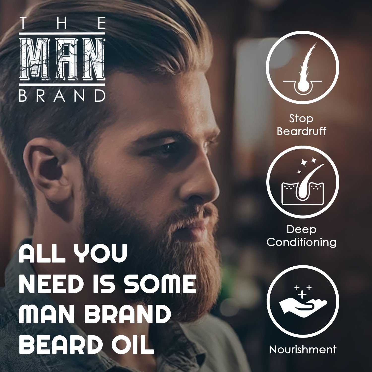 The Man Brand Bay Rum Beard Oil for Men Natural Beard Oil with Rich Bay Rum Scent for Beard Conditioning and Care, Soften and Hydrate with Leave-In Formula (1 Ounce)