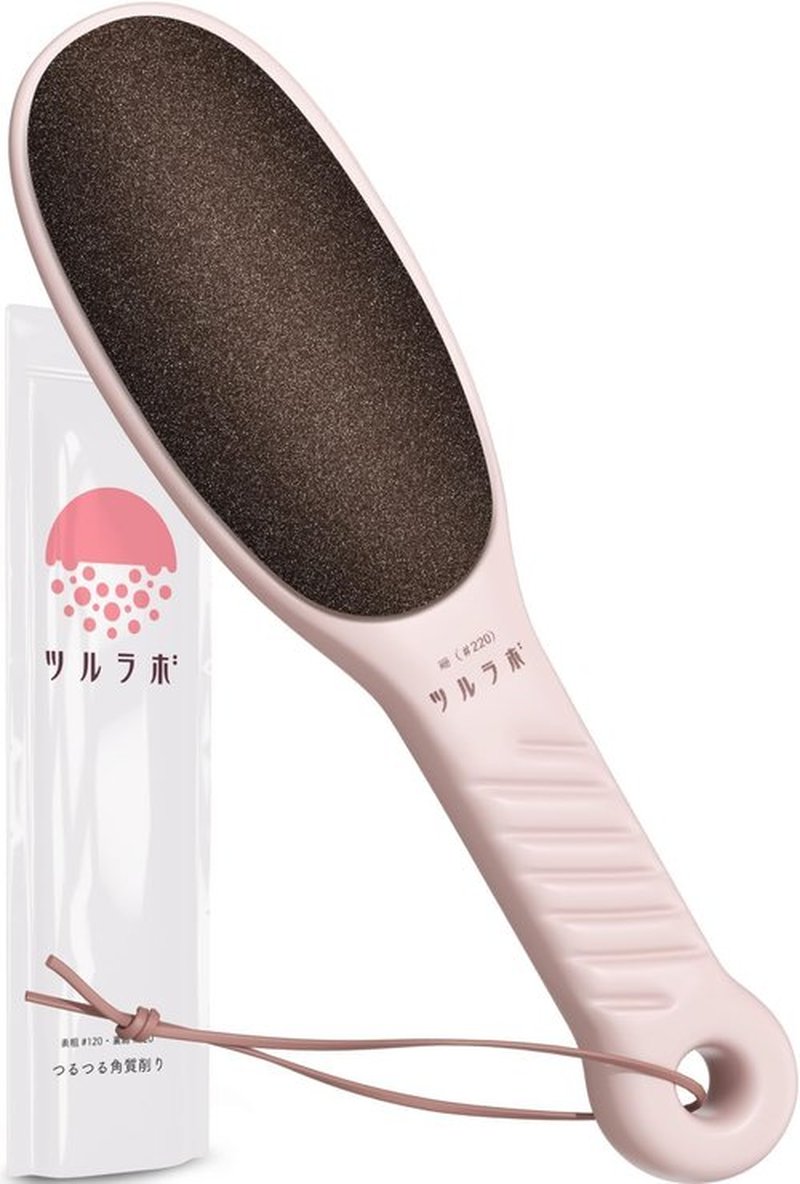 TSURULABO Foot File - Dual-Sided Coarse & Fine Design | Water-Resistant Pink Callus Remover