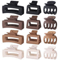 SMKSL 12 Pcs Hair Clips for Women 3 Styles Small Medium Large Claw Clips for Thin Thick Curly Hair, Strong Hold & Non-Slip Clips, Stylish Matte Plastic Hair Accessories Ideal Gifts for Women (Brown)