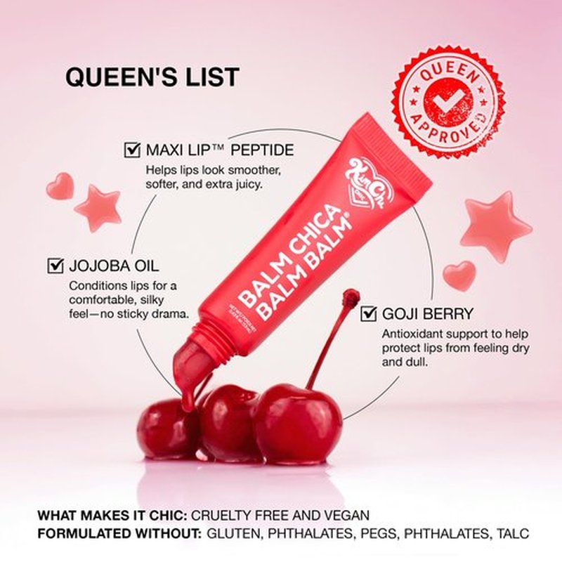 KimChiChic Beauty Balm Chica Balm Balm, Glossy Tinted Flavored Lip Balm, Hydrating Vegan Lip Gloss, Cruelty-Free, Paraben-Free Treatment for Soft, Smooth Lips, 0.8 fl. oz, 04-Pink Watermelon
