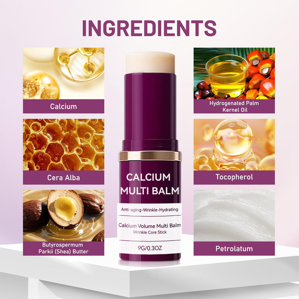 Cemenrete Calcium Multi Balm, Calcium Volume Multi Balm, Korean Anti-Aging Formula for Face, Eyes & Neck - Hydrating, Firming Skin Treatment with Collagen & Vitamin D (2 pcs)