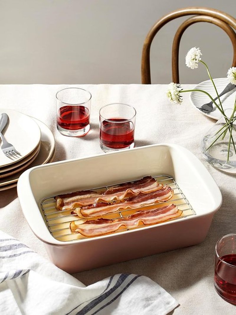 LE TAUCI Deep Casserole Dishes Set - 3-Piece Ceramic Baking Dish with Handles | Large Lasagna Pans in Dusty Pink (4.6QT/3.0QT/1.6QT)