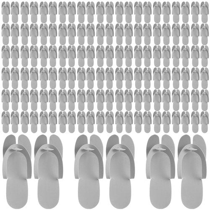 JaGely 100 Pairs Disposable Pedicure Slippers Bulk EVA Disposable Flip Flops Kit Pedicure Spa Sandals Guest Slippers Spa for Adult Foot Nail Salon Party Supplies Travel Hotels Home(Grey)