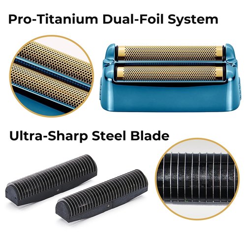 BaBylissPRO Shaver Replacement Foil & Cutter - Hypoallergenic Extra-Close Head | FXONE Double Foil, Blue